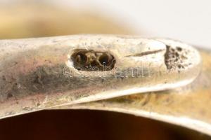 Ezüst(Ag) zománcozott gyűrű, tigrisszem kővel, jelzett, állítható méret, kisebb hibákkal, bruttó: 7,...