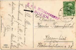 Lienz (Tirol), Kaiser Josef-Platz / main square, town hall + K.u.K. Militärzensur Bozen (fl)