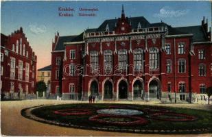 1916 Kraków, Krakau, Krakkó; Uniwersytet / Universität / University + K.u.K. Militärzensur Krakau Marinefeldpost to SMS Leopard (EK)