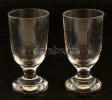 Régi talpas pohár ( 2db), peremén apró csorbákkal, m: 13,5 cm (2×)