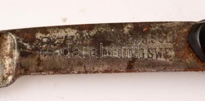 Régi bortva , jelzett (Solingen), műanyag tokban, rozsdás, h:23 cm