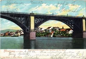 1904 Maribor, Marburg an der Drau; Eisenbahnbrücke über die Drau mit Blick auf die Stadt. Mehner & Maas 8259. / railway bridge over the Drava (EK)
