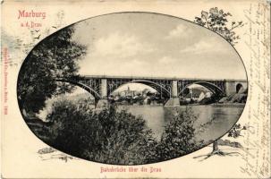 1904 Maribor, Marburg an der Drau; Bahnbrücke über die Drau / railway bridge over the Drava. Floral (EB)