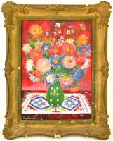 Unyatyinszki jelzéssel: Virágcsendélet. Olaj, vászon, 43×31 cm