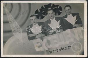 Szabó Kálmán Le Jazz-Trio tagjának aláírása képeslapon