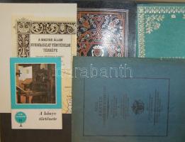 cca 1900-1974 5 db nyomdászattal kapcsolatos kiadvány és mintanyomat, szép millenniumi térkép újnyomata