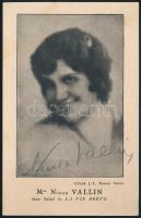 Ninon Vallin francia operaénekesnő (1886-1961) aláírása az őt ábrázoló képen