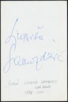 Ljubiša Samardžić (1936-2017) Surda aláírása az őt ábrázoló fotó hátoldalán
