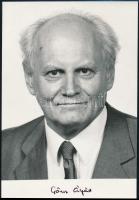 Göncz Árpád (1922-2015) köztársasági elnök aláírása az őt ábrázoló képen