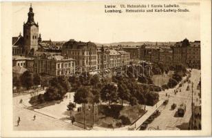 Lviv, Lwów, Lemberg; Ul. Hetmanska i Karola Ludwika / Hetmanska und Karl-Ludwig-Straße / street view, tram