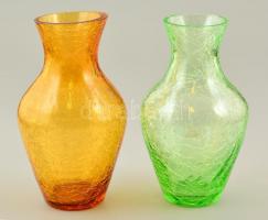 2 db repesztett üveg váza, minimális hibával, m: 14 és 15 cm