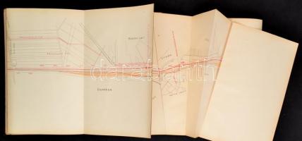 1910 M. kir. Államvasutak: A gombos erdődi vasútvonal átépítésének szerződése és tervdokumentációja bekötve. Feltételfüzet, kihajtható nagyméretű helyszínrajz és hosszelvény.