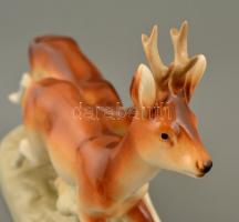 Royal Dux őzpár, kézzel festett, jelzett, hibátlan, 29×19,5 cm