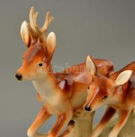 Royal Dux őzpár, kézzel festett, jelzett, hibátlan, 29×19,5 cm