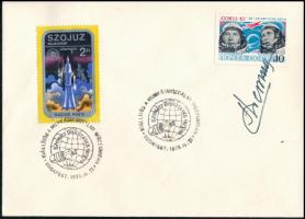 Szojuz 13 FDC rajta Pyotr Ilyich Klimuk (1942- ) űrhajós saját kezű aláírásával / Astronaut autograph signed FDC