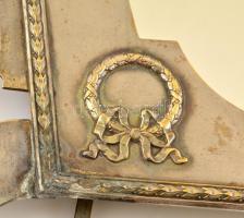 cca 1900 Argentor asztali tükör, ezüstözött alpakka, jelzett, pótolt üveggel, javított, m:50×35  cm