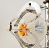 cca 1970 Muránói Mazzega négy búrás csillár, jelzés nélkül, jó állapotban, bekötve, m:41 cm, d: 55 c...