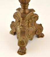 cca 1890 Barokk stílusú bronz padlógyertyatartó, jelzés nélkül, m: 61 cm