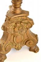 cca 1890 Barokk stílusú bronz padlógyertyatartó, jelzés nélkül, m: 61 cm