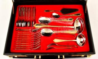 Tizenkét személyes evőeszköz készlet, eredeti műbőr dobozában