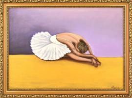 Balog Marianna (1967-): Alázat. Olaj, vászon, jelzett, keretben,  50×70 cm