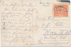 1920 Beregszász, Berehove; Rákóczi tér, Pénzügyi palota és posta hivatal, piaci árusok szekerekkel /...