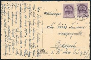 1940 Ungvár, Vitéz Vörös János honvédelmi miniszter által írt képeslap feleségének
