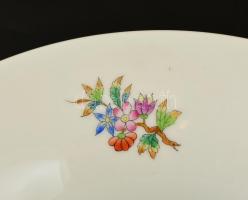 Herendi Viktória mintás talpas kaspó, kézzel festett, jelzett, kopott, m: 19 cm, d: 20,5 cm
