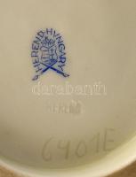 Herendi Viktória mintás talpas kaspó, kézzel festett, jelzett, kopott, m: 19 cm, d: 20,5 cm