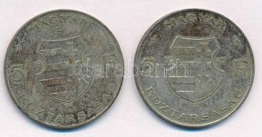 1947. 5Ft Ag "Kossuth" (2x) T:2- patina  Adamo F8.1