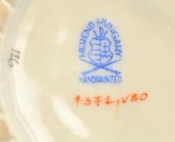 Herendi Viktória mintás áttört tálka, kézzel festett, jelzett, hibátlan, d: 11,5 cm, m: 4 cm