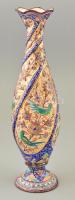 Fém váza zománc festéssel, több helyen zománchibákkal, m: 32,5 cm