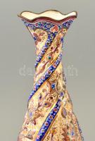 Fém váza zománc festéssel, több helyen zománchibákkal, m: 32,5 cm