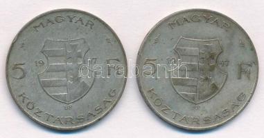 1947. 5Ft Ag "Kossuth" (2x) T:2-,3 patina  Adamo F8.1