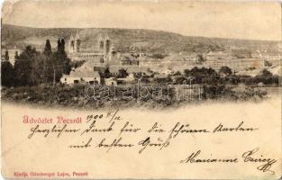 Pécs - 3 db régi városképes lap / 3 pre-1945 town-view postcards