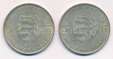 1947. 5Ft Ag "Kossuth" (2x) T:2,2- patina  Adamo F8.1