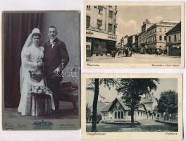 Nagykanizsa - 2 db városképes lap és 1 régi fotó Vértes Antal fényképészeti műterméből / 2 town-view postcards and 1 old studio photo
