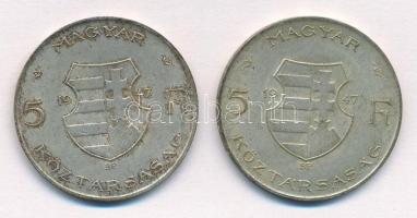 1947. 5Ft Ag "Kossuth" (2x) T:2- patina  Adamo F8.1