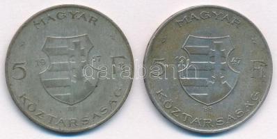 1947. 5Ft Ag "Kossuth" (2x) T:2-,3 patina  Adamo F8.1