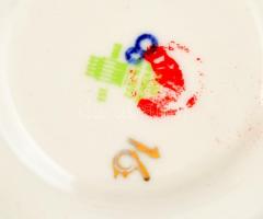 Zsolnay Pompadour mokkás csésze és csészealj, kézzel festett, apró kopásnyomokkal, jelzett