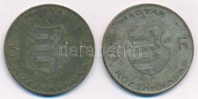 1947. 5Ft Ag "Kossuth" (2x) T:3 patina  Adamo F8.1