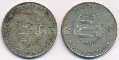 1947. 5Ft Ag "Kossuth" (2x) T:2-,3 patina  Adamo F8.1