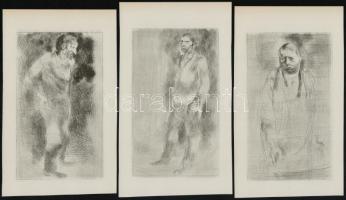 Szász Endre (1926-2003): 3 db férfi portré, klisé (rézkarc), papír jelzés nélkül, 16×9,5 cm