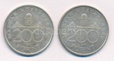 1993. 200Ft Ag "MNB" (2x) T:1-,2 kis patina Adamo F13