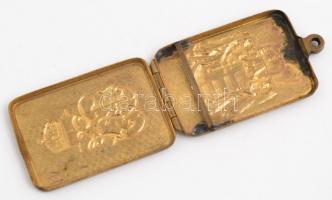 I. világháborús tiszti katonai dögcédula, angyalos címerrel, Ferenc József monogrammal, 5,5×3 cm