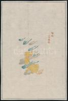 cca 1920 Sárkány, kínai színes fametszet, rizspapír, jelzett a dúcon, 21×13,5 cm