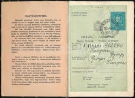 1934-1936 Magyar Királyság fényképes útlevele kereskedősegéd részére, csehszlovák bejegyzésekkel