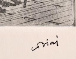 Biai-Föglein István (1905-1974): Bohócok. Rézkarc, papír, jelzett, 10×17 cm