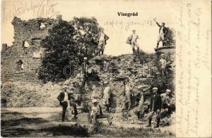 1909 Visegrád, vár, kirándulók, turisták (EB)