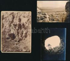 cca 1930 Turista fotók, közte cserkészekkel, Nagy-Kevély, Aggtelek Vöröskő, 2 db Gerecse (bajóti Öre...